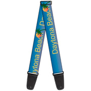 Guitar Strap - DAYTON BEACH Script Sun Palm Trees Blue Fade Yellow Oranges Green Guitar Straps Buckle-Down   