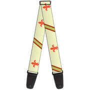 Guitar Strap - Fleur-de-Lis2 Stripes Tan Orange Brown Green Guitar Straps Buckle-Down   