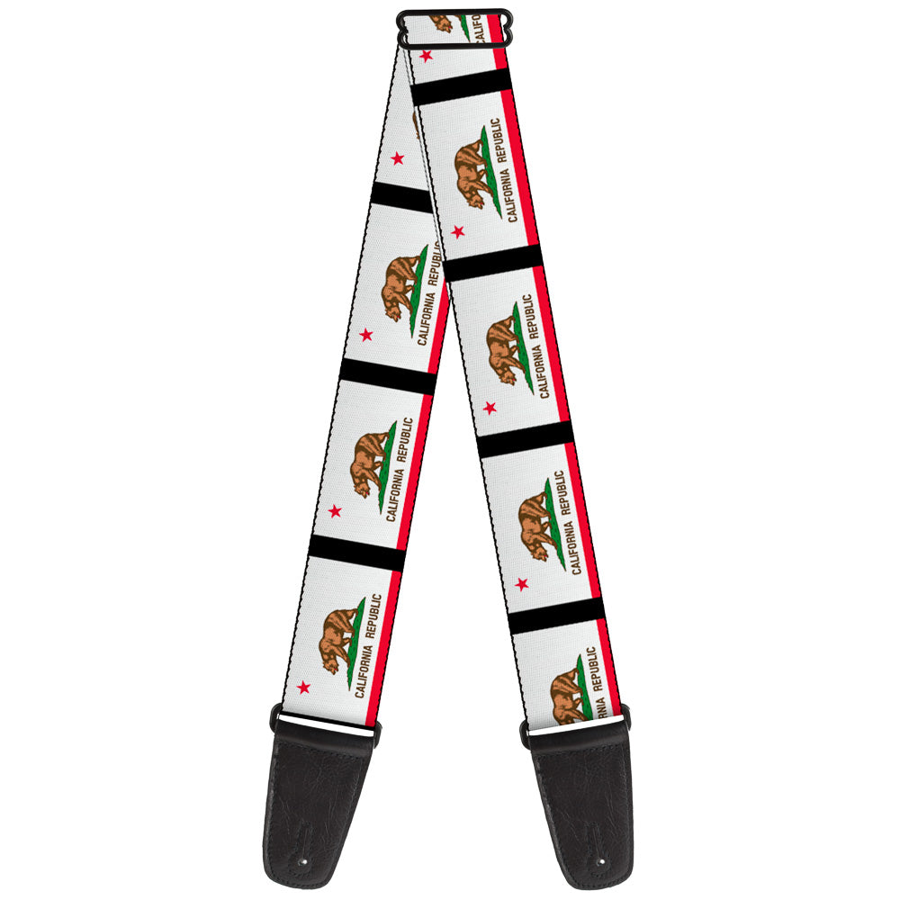 Guitar Strap - California Flag Repeat Black Guitar Straps Buckle-Down   
