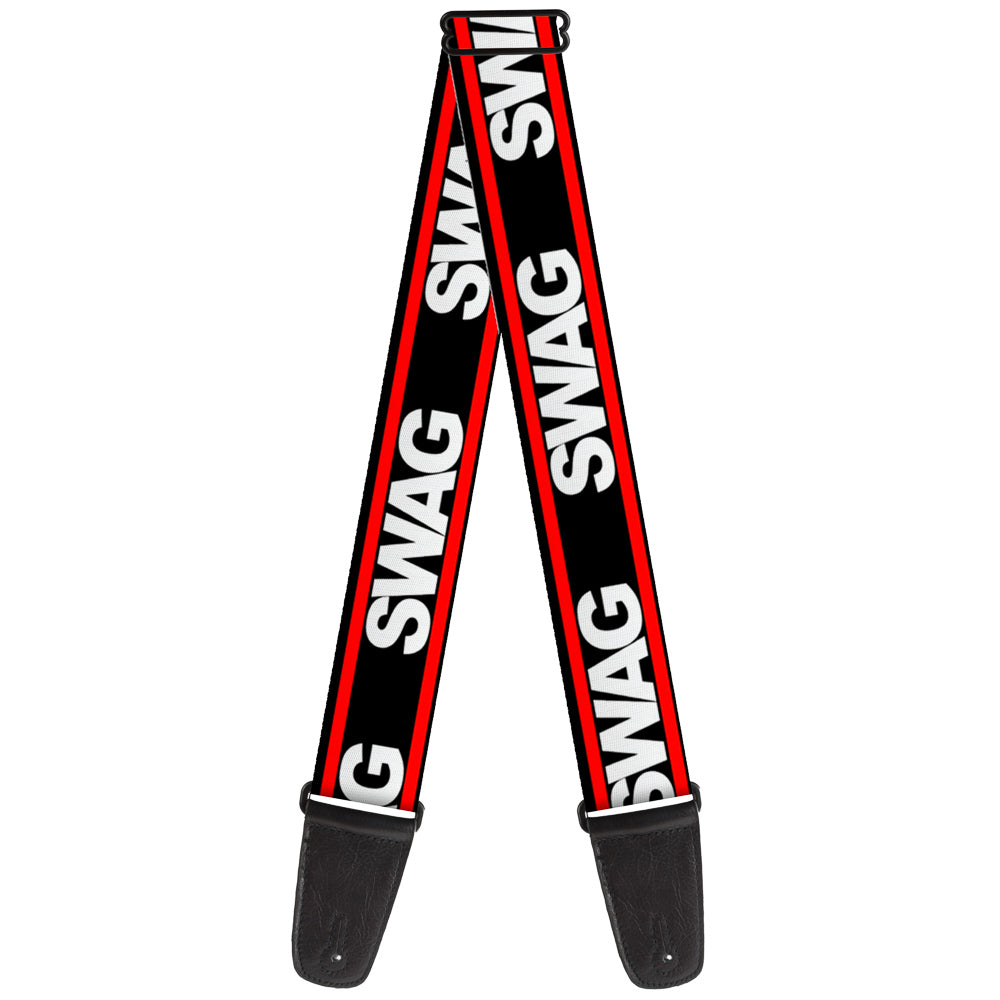 Guitar Strap - SWAGG Black White Red Stripe Guitar Straps Buckle-Down   