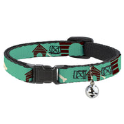 Cat Collar Breakaway - Dog House & Bone Turquoise Brown Breakaway Cat Collars Buckle-Down   