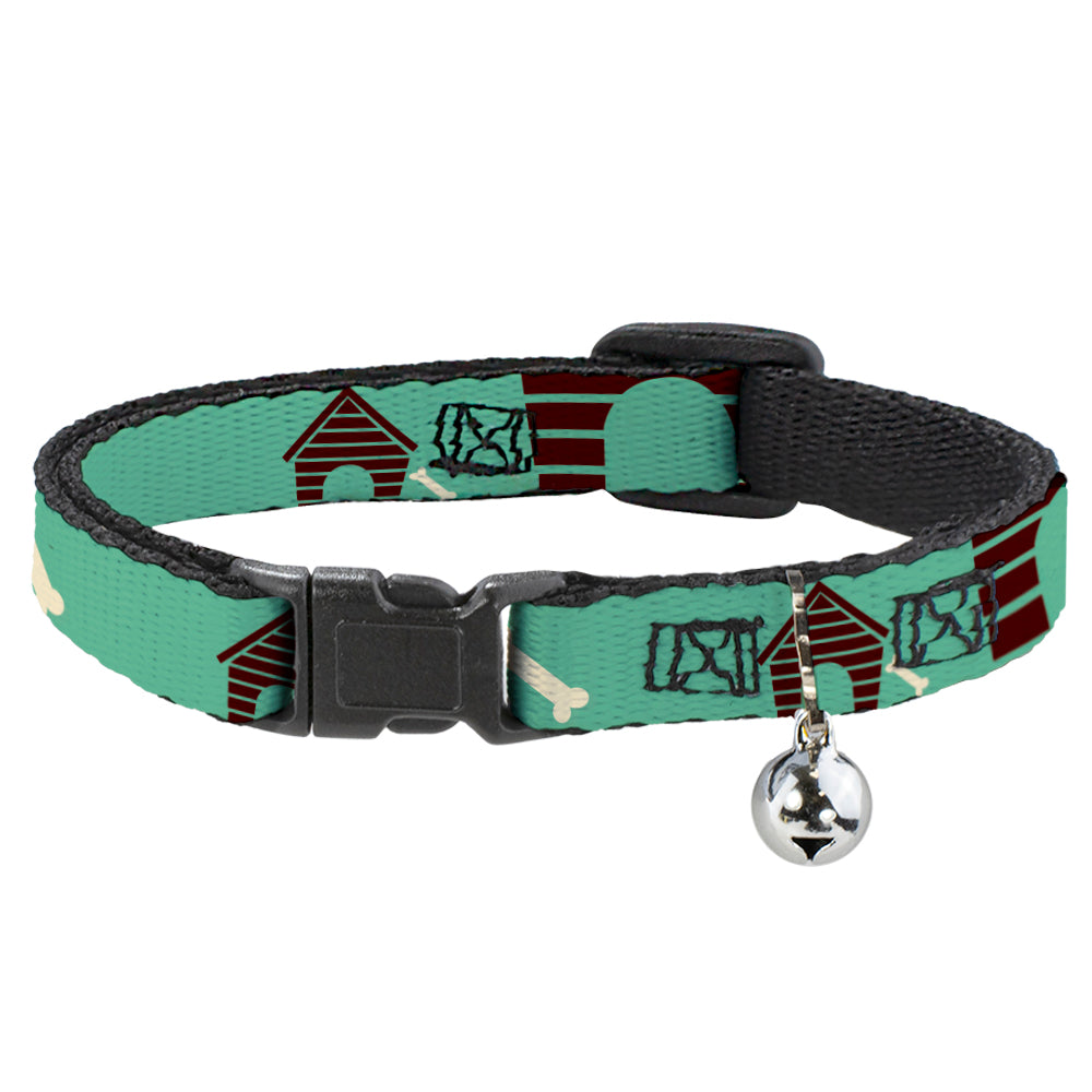 Cat Collar Breakaway - Dog House & Bone Turquoise Brown Breakaway Cat Collars Buckle-Down   