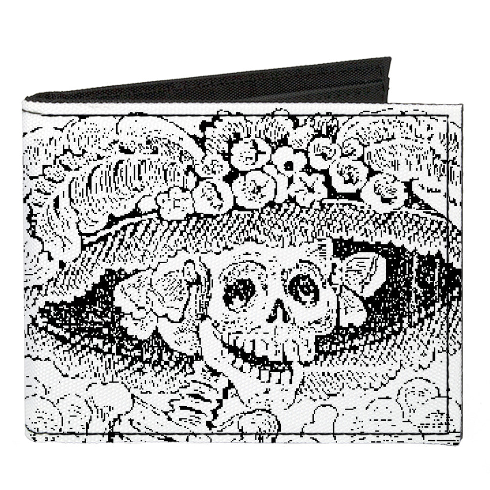 Canvas Bi-Fold Wallet - La Catrina Black White Canvas Bi-Fold Wallets Buckle-Down   