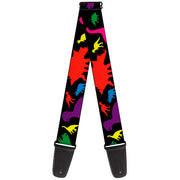 Guitar Strap - Dinosaur Silhouette Black Multi Color Guitar Straps Buckle-Down   
