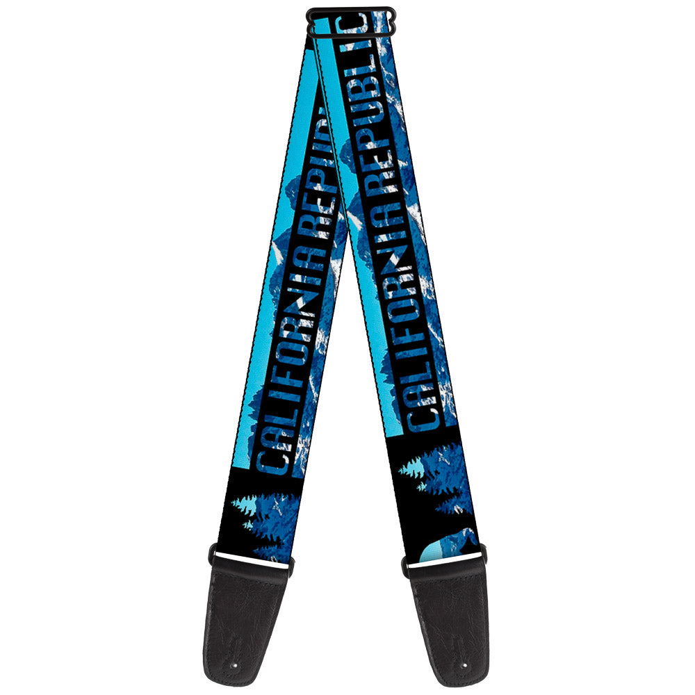 Guitar Strap - CALIFORNIA REPUBLIC Bear Stars Silhouette Black Scenic Mountains Guitar Straps Buckle-Down   