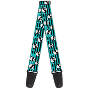 Guitar Strap - Multi Panda w Sunglasses Stripe Turquoise Black Guitar Straps Buckle-Down   