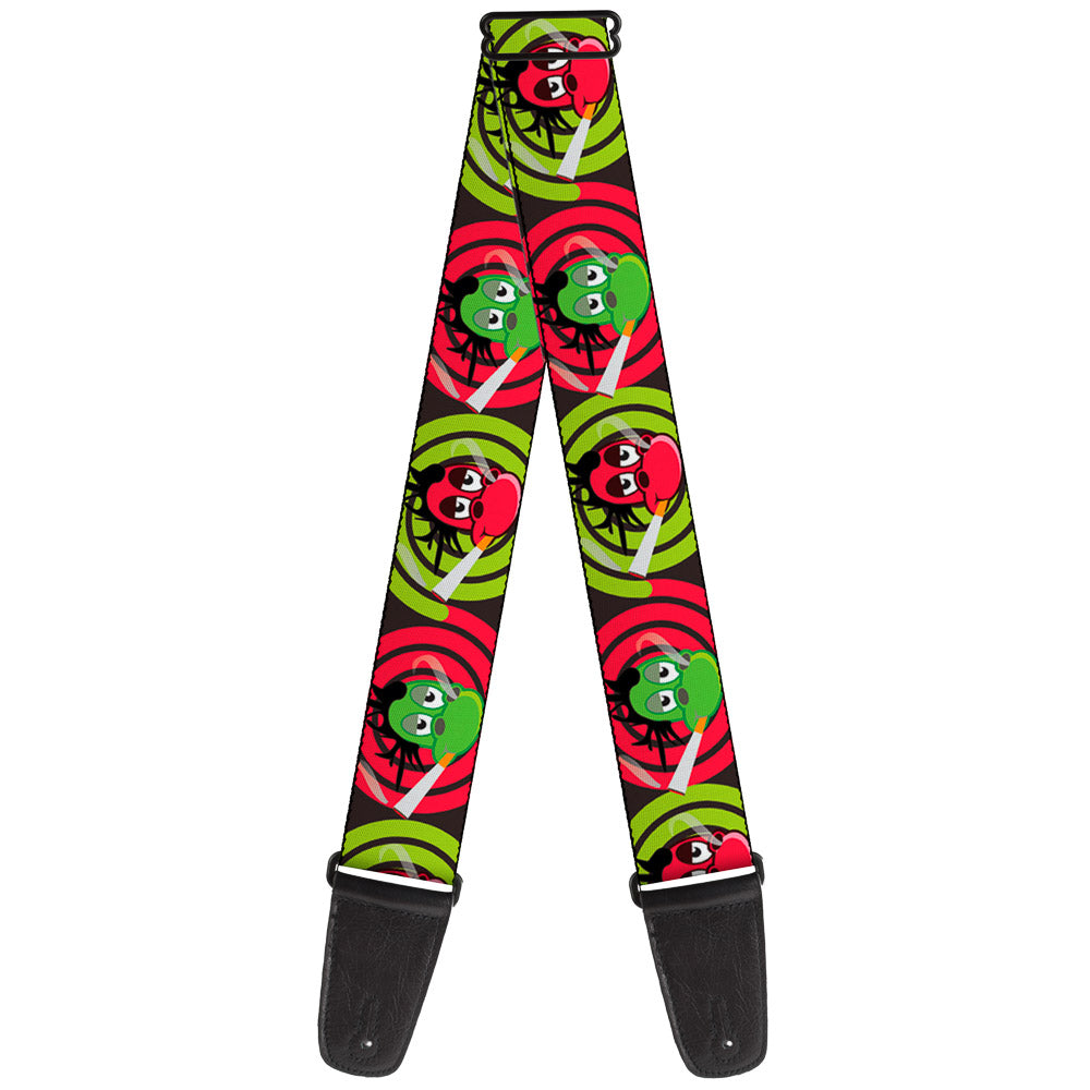 Guitar Strap - Green & Red Dragons Smoking Gray Guitar Straps Buckle-Down   