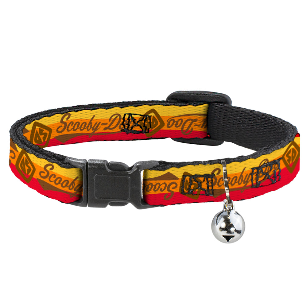 Cat Collar Breakaway - SCOOBY-DOO Script SD Icon Stripe Yellow Orange Red Brown Breakaway Cat Collars Scooby Doo   