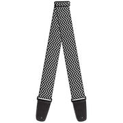 Guitar Strap - Herringbone Jagged Black White Guitar Straps Buckle-Down   