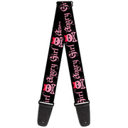 Guitar Strap - Angry Girl Black Pink Guitar Straps Buckle-Down   