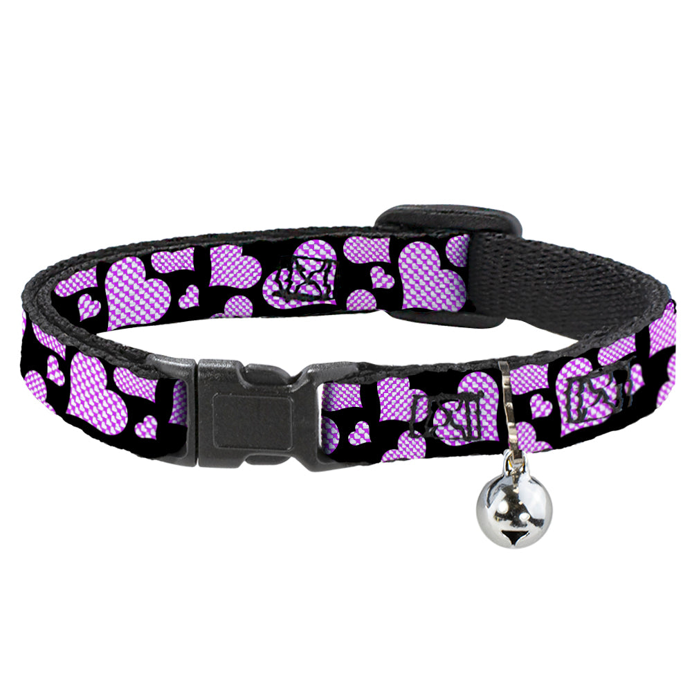 Cat Collar Breakaway - Eighties Hearts Black Fuchsia White Breakaway Cat Collars Buckle-Down   