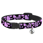 Cat Collar Breakaway - Eighties Hearts Black Fuchsia White Breakaway Cat Collars Buckle-Down   
