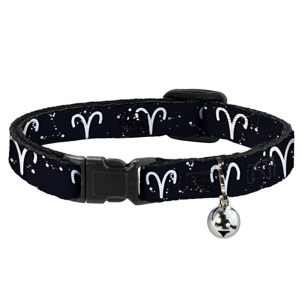 Cat Collar Breakaway - Zodiac Aries Symbol Constellations Black White Breakaway Cat Collars Buckle-Down   