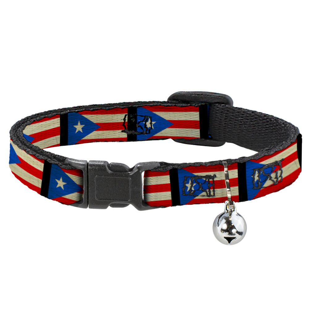 Cat Collar Breakaway - Puerto Rico Flag Weathered Breakaway Cat Collars Buckle-Down   