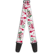 Guitar Strap - A Christmas Story Icons Collage White Reds Greens Guitar Straps A Christmas Story