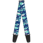 Guitar Strap - Peace Dots White Blue Guitar Straps Buckle-Down   