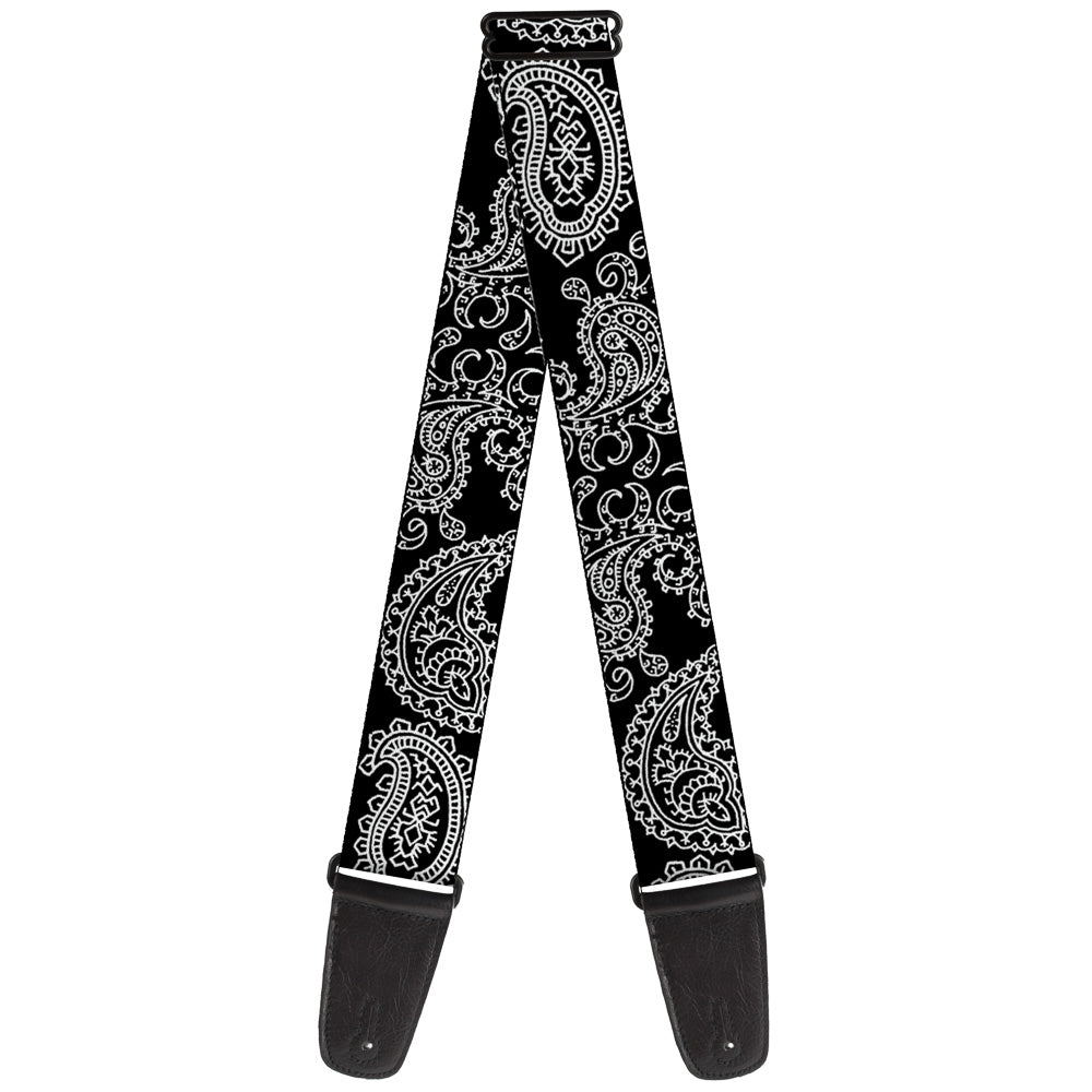 Guitar Strap - Paisley2 Black White Guitar Straps Buckle-Down   