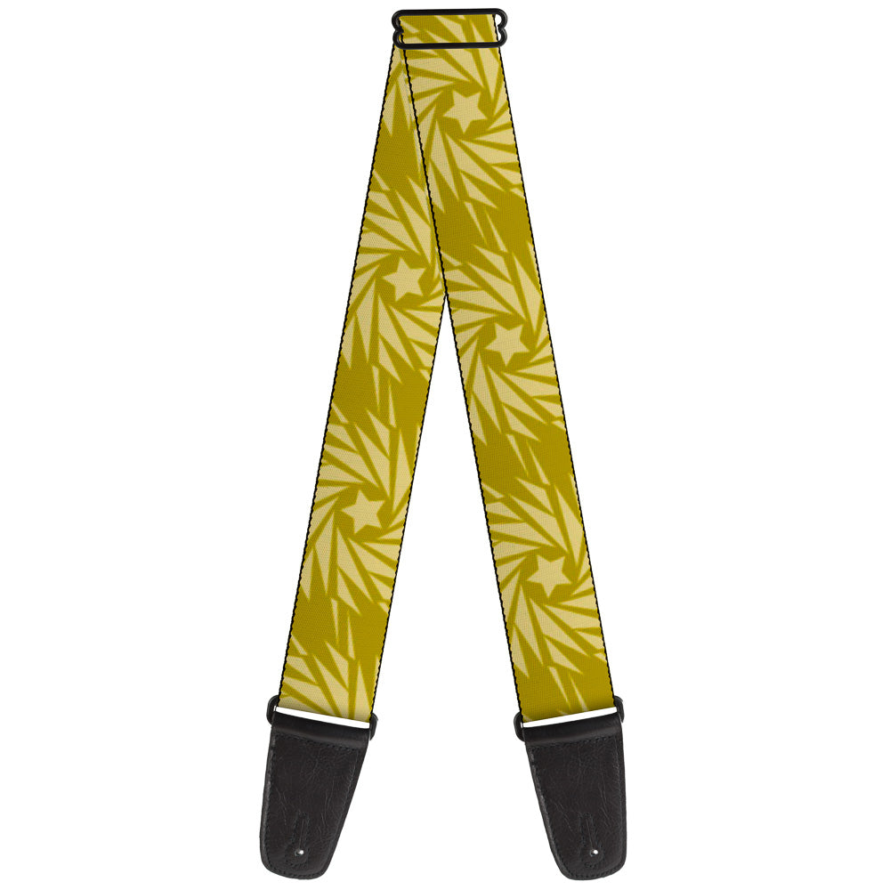 Guitar Strap - Pinwheel Star Olive Green Biege Guitar Straps Buckle-Down   
