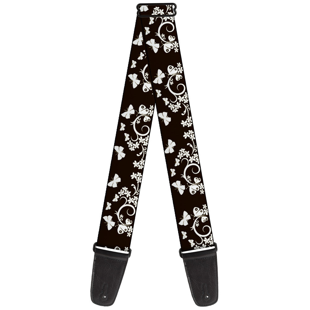 Guitar Strap - Butterfly Garden Black White Guitar Straps Buckle-Down   