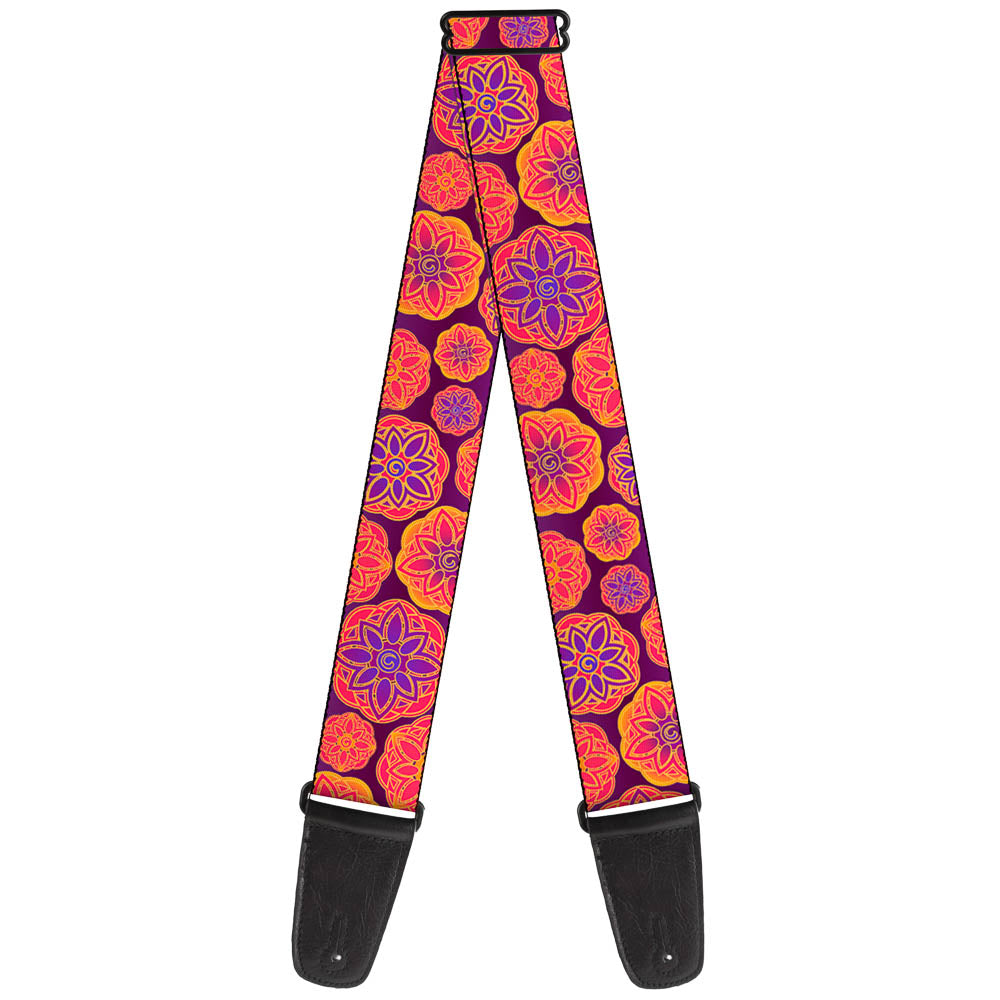 Guitar Strap - Boho Mandala Purples Oranges Pinks Guitar Straps Buckle-Down   