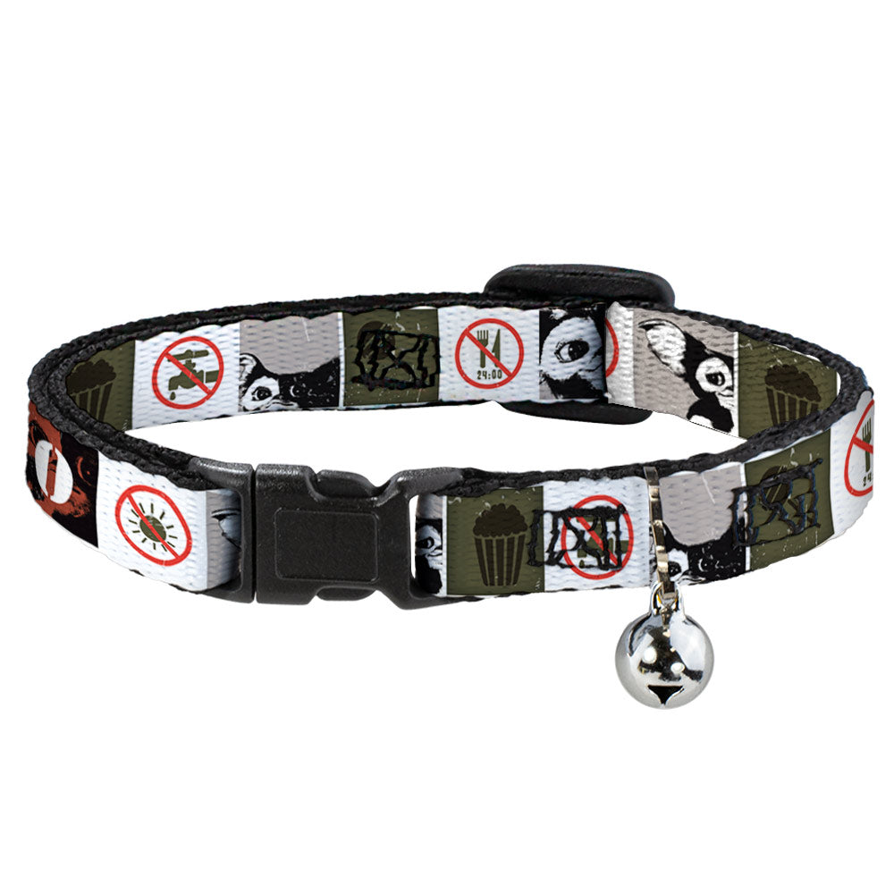 Cat Collar Breakaway - Gremlins GIZMO Poses Rules Blocks Red Greens Grays White Breakaway Cat Collars Gremlins
