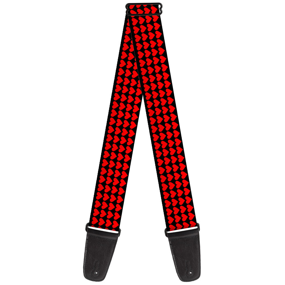 Guitar Strap - Mini Hearts Black Red Guitar Straps Buckle-Down   