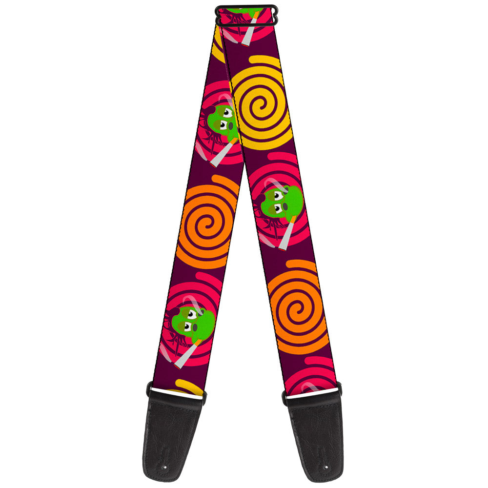 Guitar Strap - Green Dragons Smoking Purple Guitar Straps Buckle-Down   