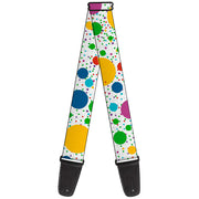 Guitar Strap - Dots Grid3 White Gray Multi Color Guitar Straps Buckle-Down   