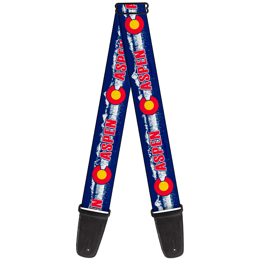 Guitar Strap - Colorado ASPEN Flag Snowy Mountains Weathered Blue White Red Yellows Guitar Straps Buckle-Down   