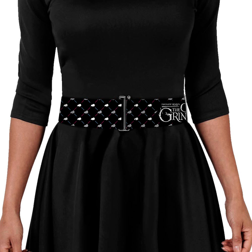 Cinch Waist Belt - FANTASTIC BEASTS THE CRIMES OF GRINDELWALD Baby Niffler Monogram Black Silver Pink Blue Womens Cinch Waist Belts Fantastic Beasts and Where to Find Them