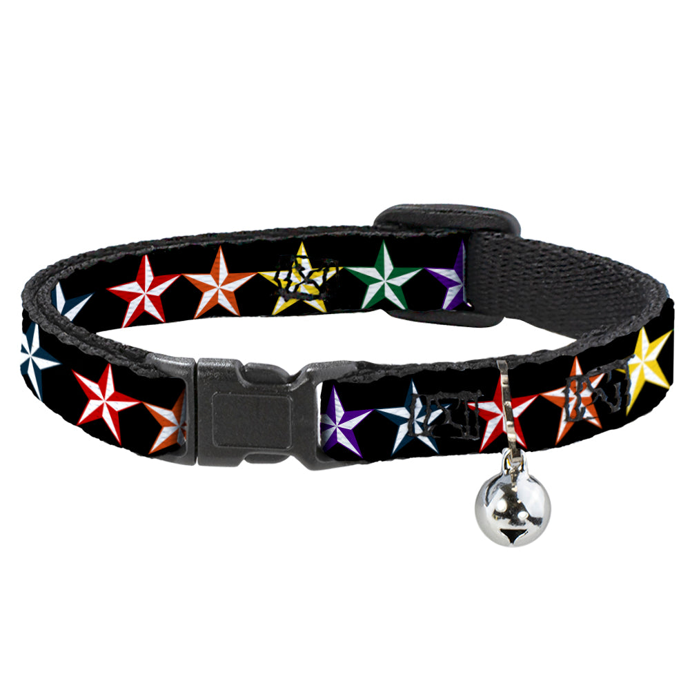 Cat Collar Breakaway - Nautical Star Black Multi Color Breakaway Cat Collars Buckle-Down   