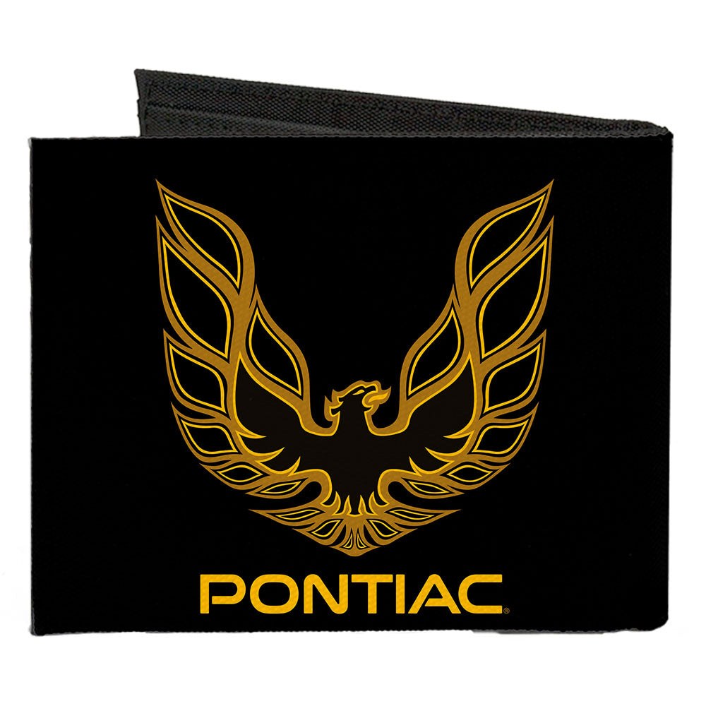Canvas Bi-Fold Wallet - Firebird PONTIAC Logo Black Golds Canvas Bi-Fold Wallets GM General Motors   
