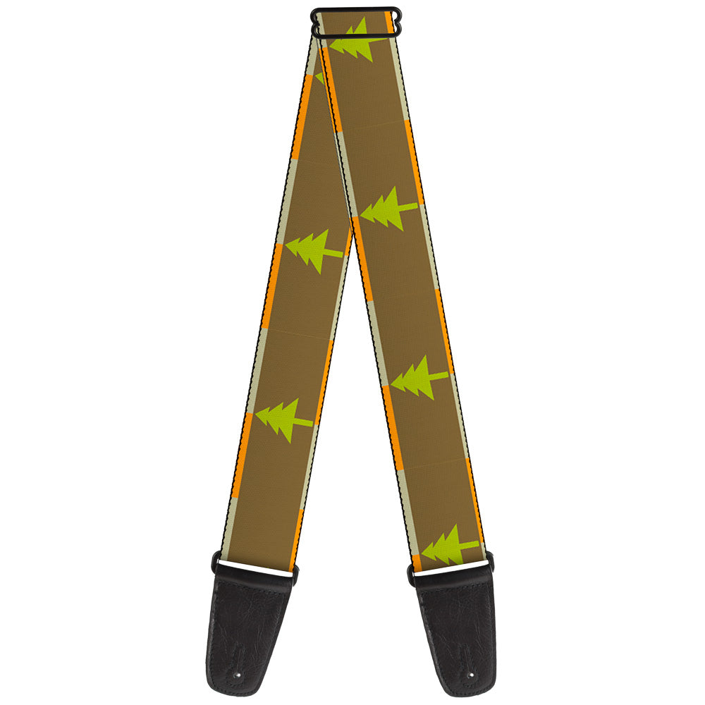 Guitar Strap - Pine Trees Blocks Olive Orange Tan Guitar Straps Buckle-Down   
