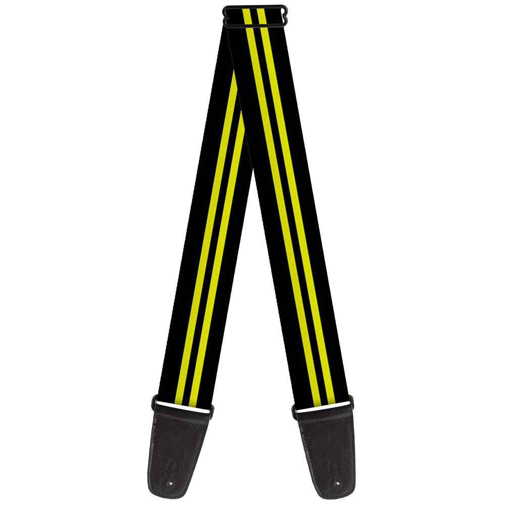Guitar Strap - Stripe Black Yellow Guitar Straps Buckle-Down   