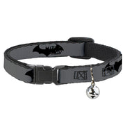 Cat Collar Breakaway - Retro Bat Logo Gray Black Breakaway Cat Collars DC Comics   