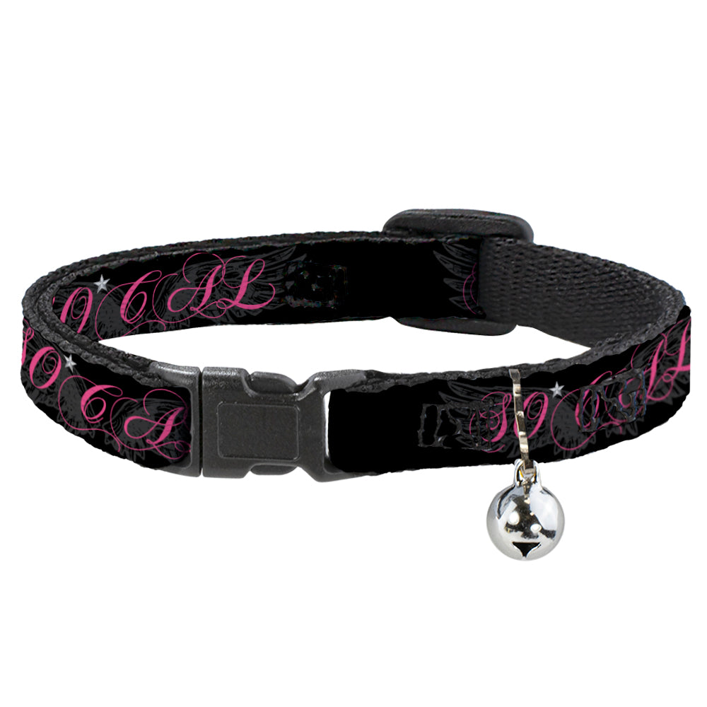 Cat Collar Breakaway - SO CAL Script Wings Black Gray Pink Breakaway Cat Collars Buckle-Down   