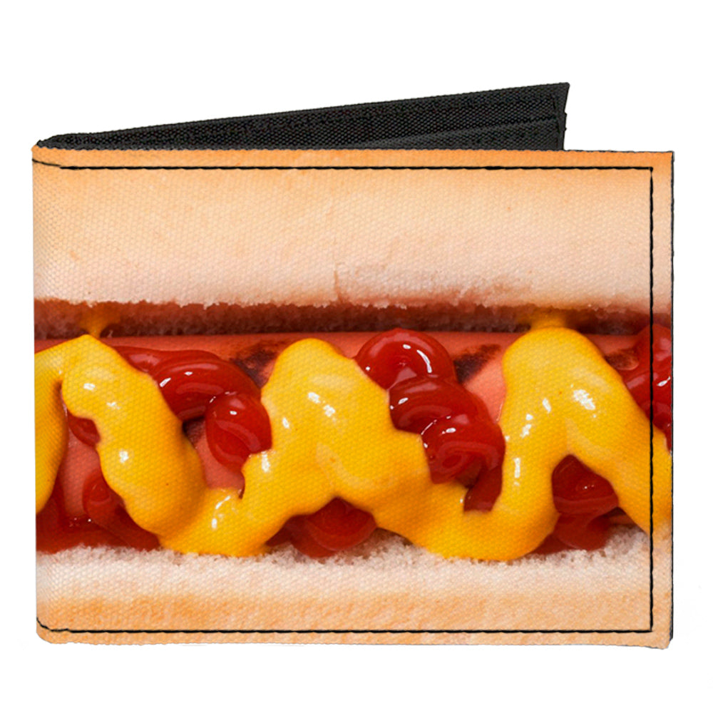 Canvas Bi-Fold Wallet - Hot Dog w Mustard & Ketchup Vivid Canvas Bi-Fold Wallets Buckle-Down   