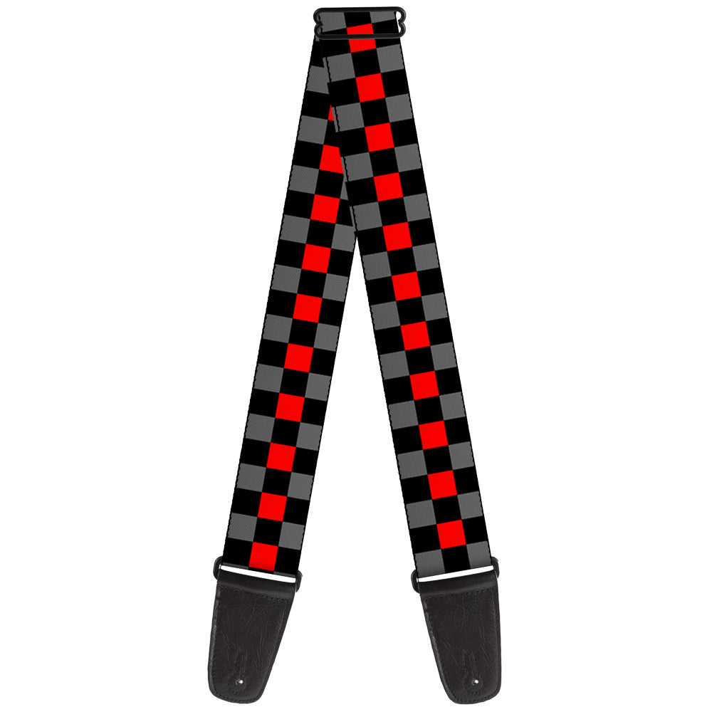 Guitar Strap - Checker Black Gray 1 Red Guitar Straps Buckle-Down   