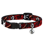Cat Collar Breakaway - FRIDAY THE 13th Jason Mask4 Axe Blood Splatter Black Red White Breakaway Cat Collars Friday the 13th