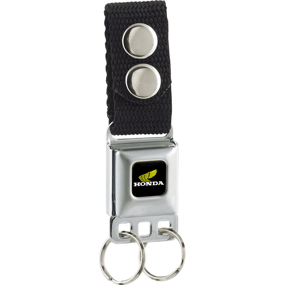 Keychain - HONDA Motorcycle Full Color Black Yellow White - Black Webbing Keychains Honda Motorsports   
