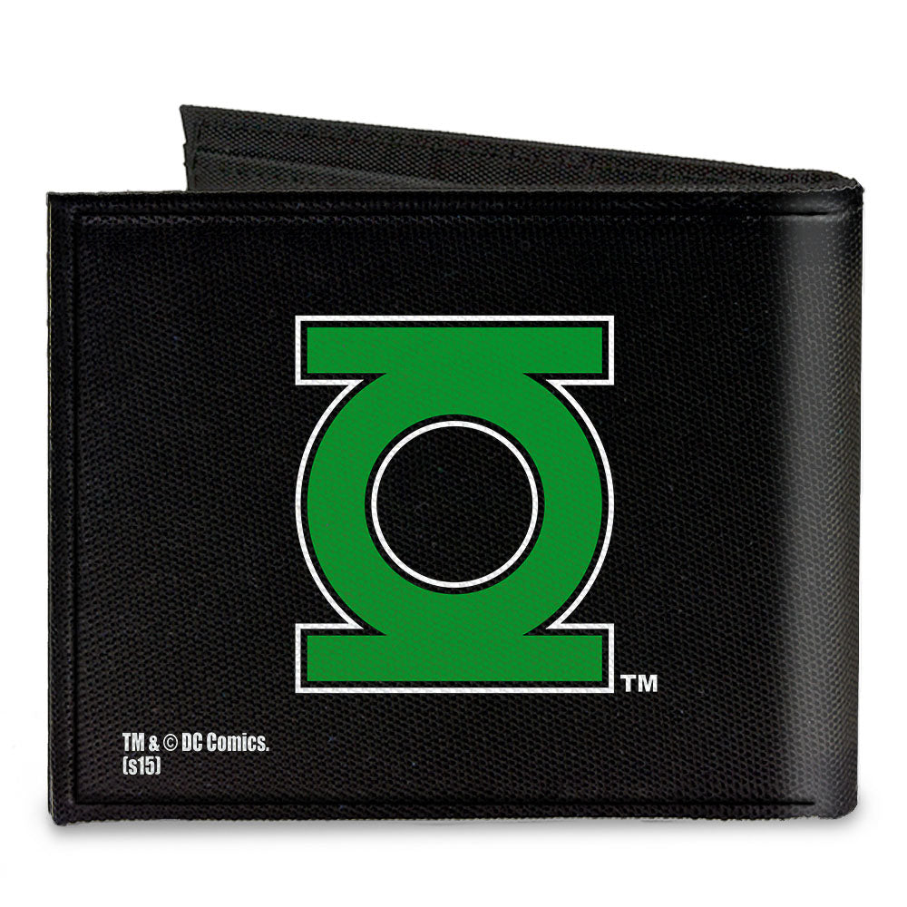 Canvas Bi-Fold Wallet - Green Lantern Logo CLOSE-UP Black Green Canvas Bi-Fold Wallets DC Comics   