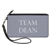 Canvas Zipper Wallet - SMALL - Supernatural TEAM DEAN Text Gray White Canvas Zipper Wallets Supernatural   