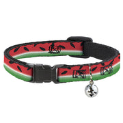 Cat Collar Breakaway - Watermelon Stripe Red Green Black Breakaway Cat Collars Buckle-Down   