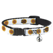 Cat Collar Breakaway with Bell - Sunflower Face Repeat White Breakaway Cat Collars Buckle-Down   