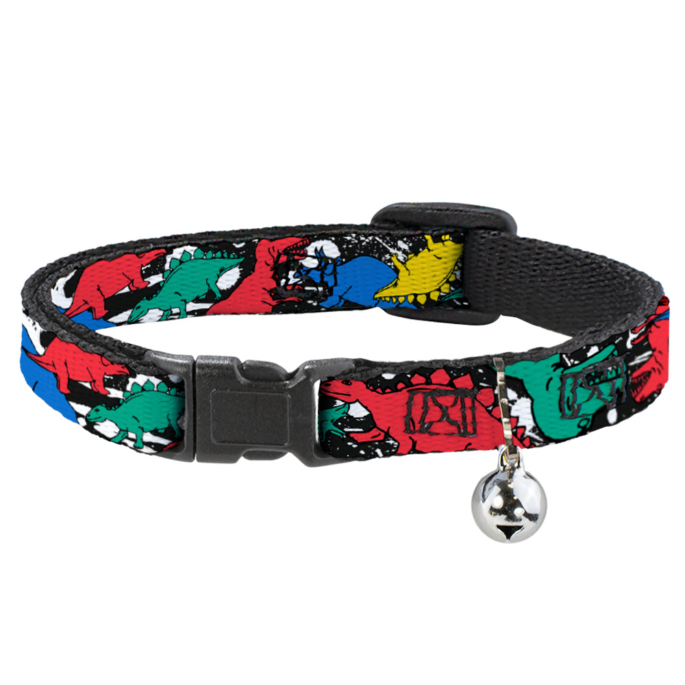 Cat Collar Breakaway - Dinosaurs Paint Splatter Black White Multi Color Breakaway Cat Collars Buckle-Down   