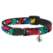 Cat Collar Breakaway - Dinosaurs Paint Splatter Black White Multi Color Breakaway Cat Collars Buckle-Down   