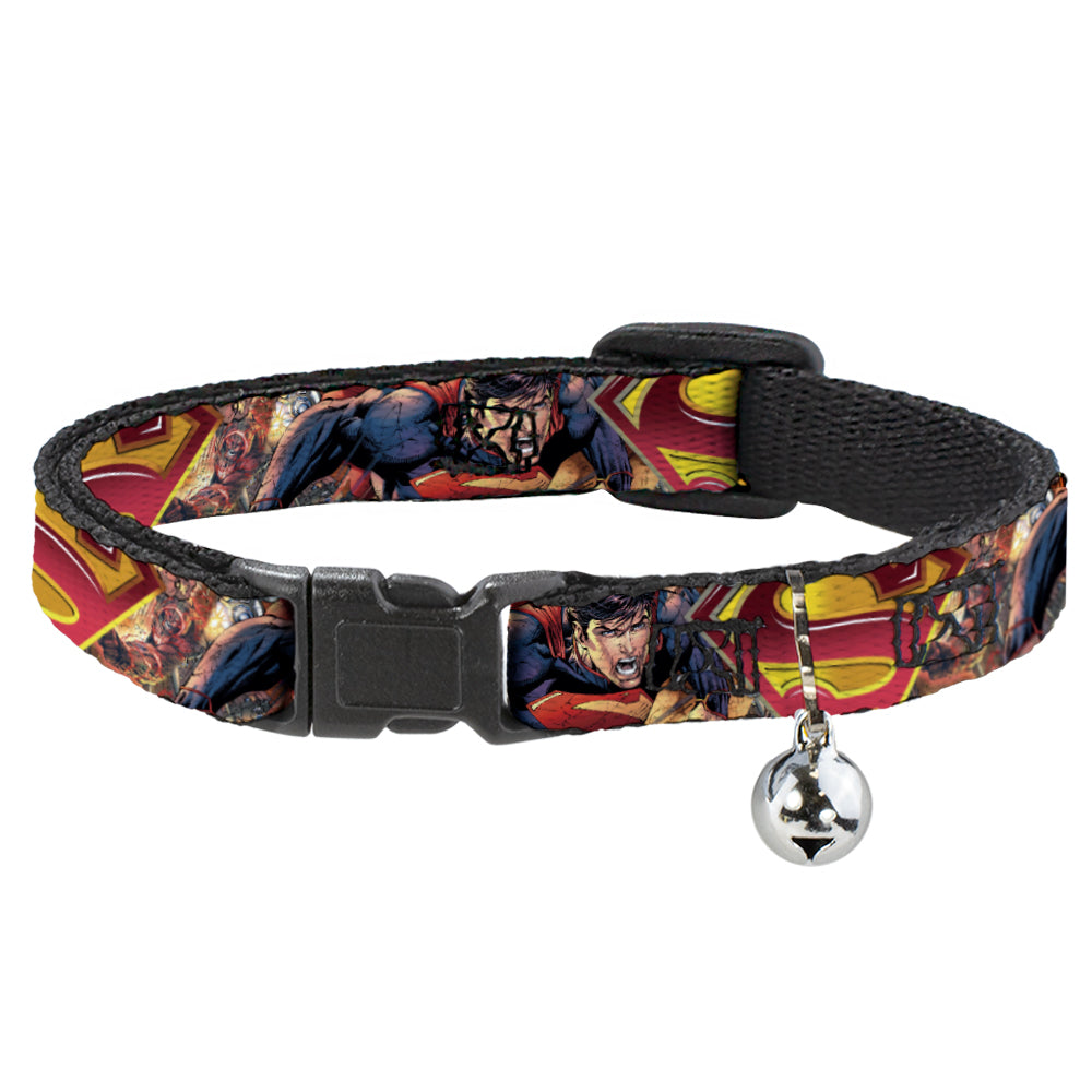 Cat Collar Breakaway - Superman Unchained Explosion Action Pose Wraith Shield Golds Reds Breakaway Cat Collars DC Comics   