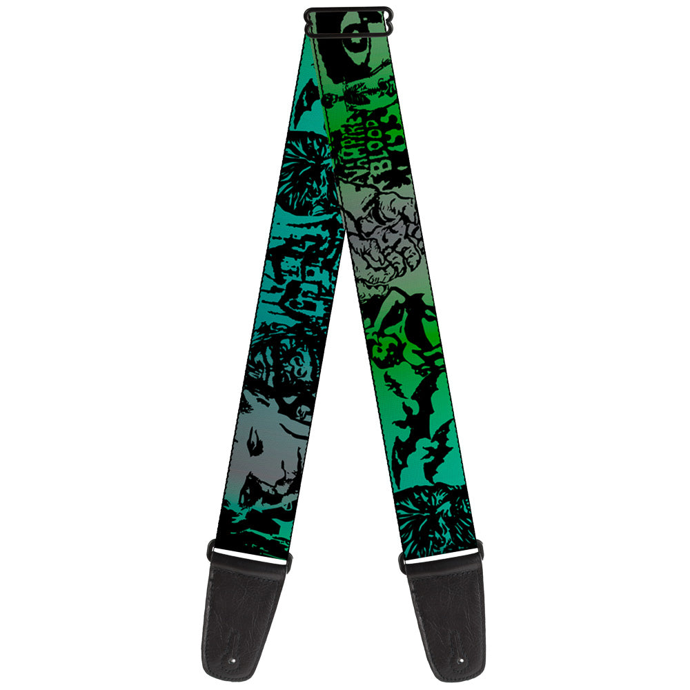 Guitar Strap - Retro Monster Aqua Black Guitar Straps Buckle-Down   