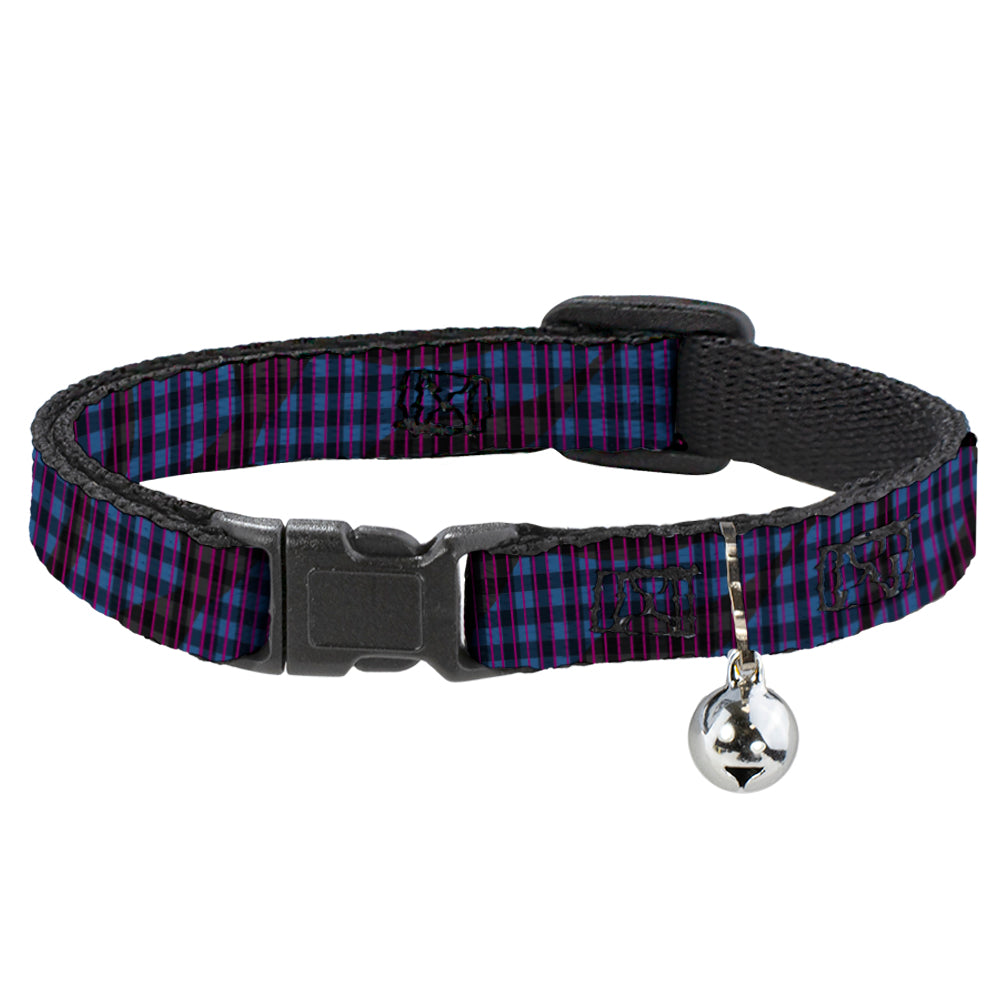 Cat Collar Breakaway - Buffalo Plaid Abstract White Black Turquoise Breakaway Cat Collars Buckle-Down   