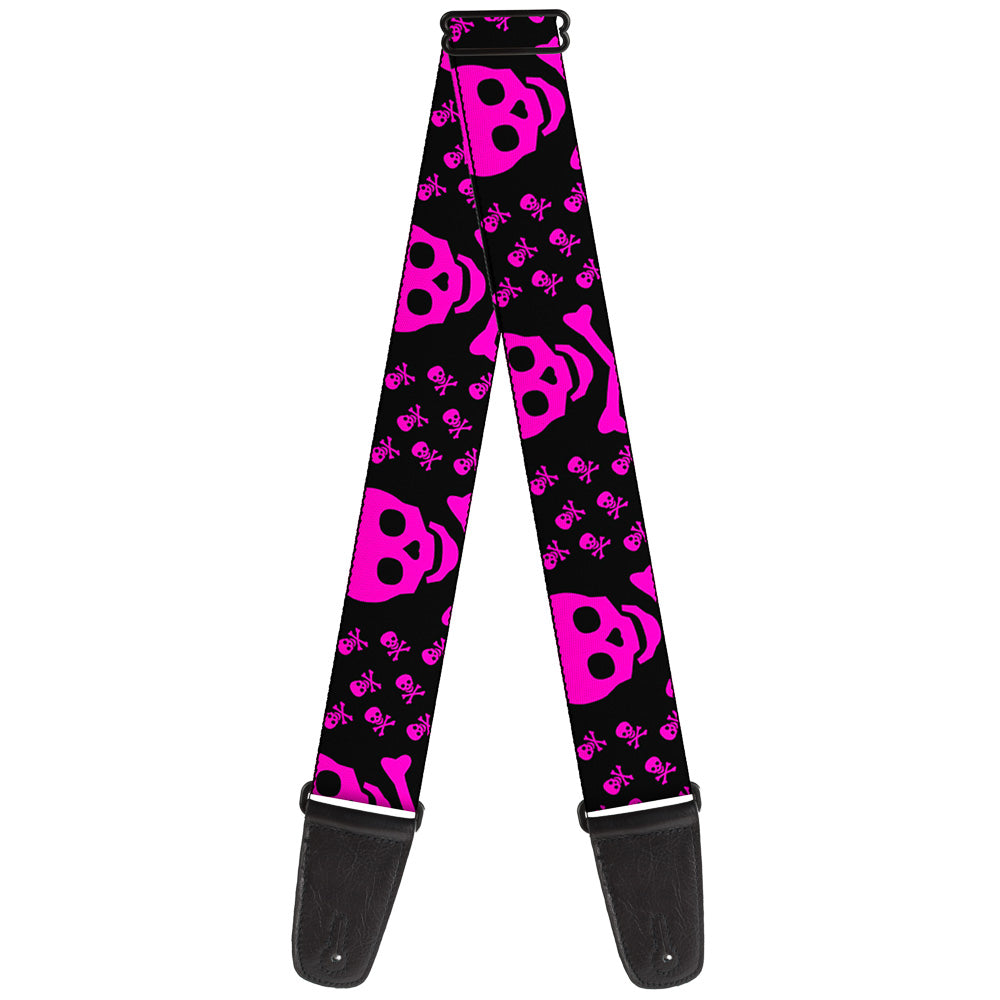 Guitar Strap - Skull w Babies Black Fuchsia Guitar Straps Buckle-Down   